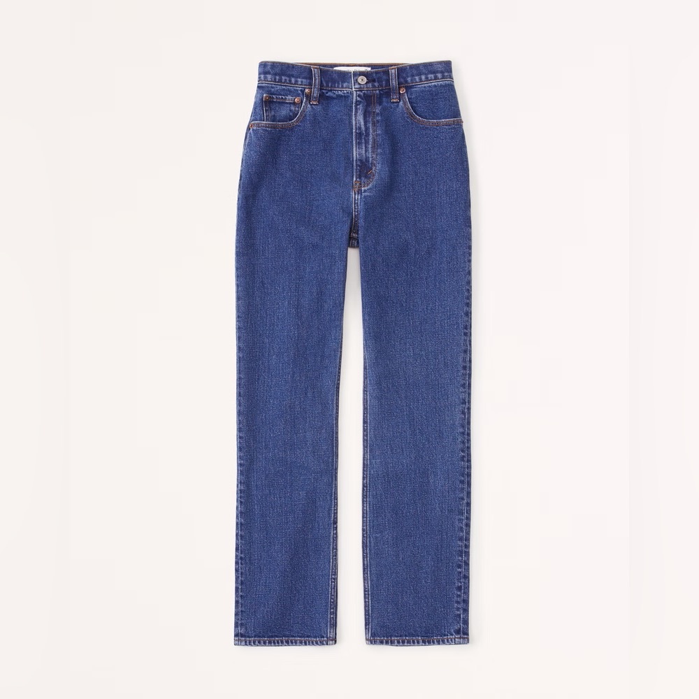Abercrombie Ultra High Rise Ankle Straight Jean Classic Blue Women's
